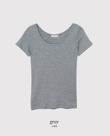 ベーシック ムード スリム Uネック Tシャツ (6color)
