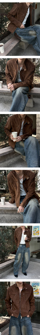 [Unisex] Back leather pocket wide pants