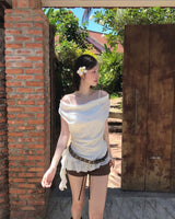 ボヘニアオフロールレースフリルトップ( belt set )