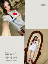 I Love Apple Cotton Oversized Fit Half Sleeve Tee