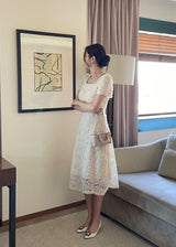 Love Square Flower Flare One Piece