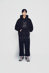 24FW LETTERING RABBIT HOODIE BLACK