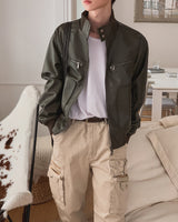 BOD High-neck Leather Jacket