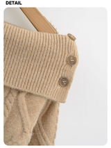 Fair Isle Off-Shoulder Twisted Knitwear