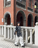 Unisex デイリーレトロチェッカード半袖シャツ