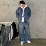 Front pocket washing denim (2color)