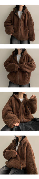 Mimoo soft wool hooded zip-up