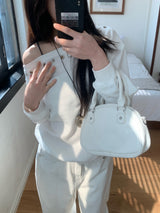 City Metal Eyelet One Off-Shoulder Brushed Sweatshirt
