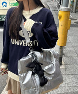 ムークブラックパデッドバッグクロスバッグショルダーバッグ[Silver only]