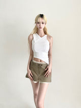 1479. ベイアンバルカラーカットアウトミキシングスリーブレス (3color)