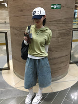 ローダブルニーバミューダデニムパンツ (3c)
