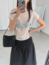 flowery wrinkle blouse (2color)