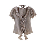 Maria Check Frill Blouse