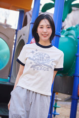 ユニバーサルプリント ½Tシャツ (ivory/navy)