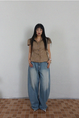 WAVY STRIPE WIDE DENIM (BLUE, BLACK 2COLORS!)