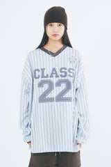 Pinstripe v-neck jersey long sleeve