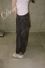 unbalanced side strap casual long skirt