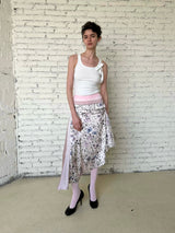 That's neat – irregular hem pink leopard-print paneled asymmetrical skirt (Pink)