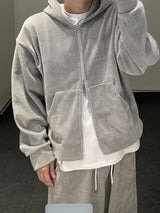  Velvet corduroy hooded zip up