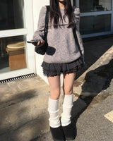 オフショルダーヘジーニット