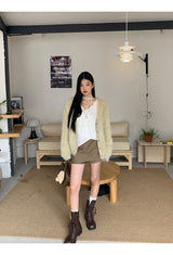 Pearl V-neck loose fit fur cardigan