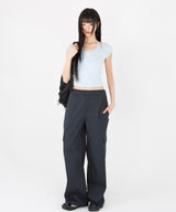 LAYERED STRAP HALF T-SHIRT [4color]