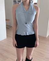 kint halter fur sleeveless nt top
