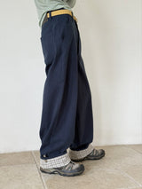 WIDE CUFFS COTTON PANTS (BLUE)