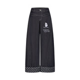 BETWEENAND「Hokkaido Snow」Winter Penguin Embroidery – Original Autumn/Winter Design, Slimming Effect, Thickened Denim Jeans