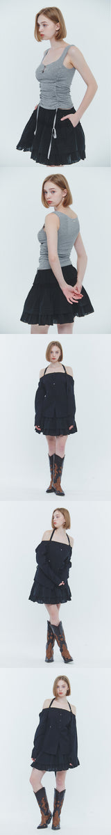 ARIEL TIERED SKIRT black