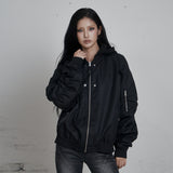 C TWO-WAY HOOD SHIRRING MA-1_BLACK