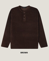 (M's) Velour Henley Neck Long Sleeve