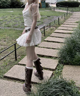 Lace low mini Skirt (2colors)