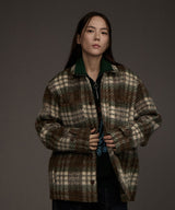 W COZY HAIRY CHECK JACKET KHAKI