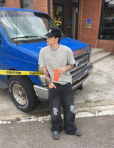No.1785 ヴィンテージウォッシングフレアブラックデニムパンツ