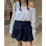 RIBBON SHIRRING SKIRT PANTS