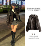 Renba Overfit Zipper Leather Jumper