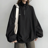 Poku Cat Embroidery Semi-Zipup Sweatshirt (4 colors)