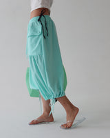 Button Big Pocket Bermuda Harem Capri Pants