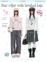 BETWEENAND "Winter Whispers" Star Small High Collar Brushed Warm and Soft Long Sleeve Inner Undercover Shirt Winter