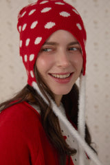 SNOW DOT EARFLAP BEANIE