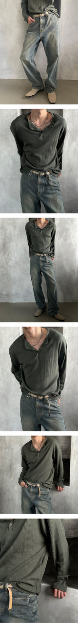 [F/W] Golgi button henry neck long sleeves (4color)