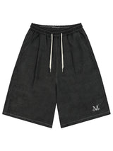 ブランドバミューダデニムハーフパンツ (Black, Mid blue)