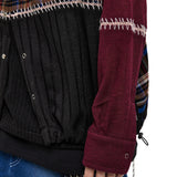KNIT MIXED CHECK HOOD - BLACK