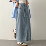  Sundy Charlang Cool Denim Long Skirt [Short & Basic Selection] Lyocell Fabric