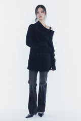 VERA BELTED BOOT-CUT DENIM black