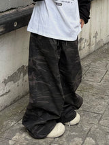 camo hip patch wide pants