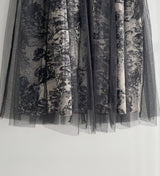 Dimu Toile Pattern Banding Lace Tulle Skirt