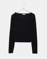 Fumo snap button ribbed one-off shoulder long-sleeve T-shirt