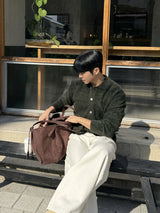 Angora semi-cropped collar cardigan